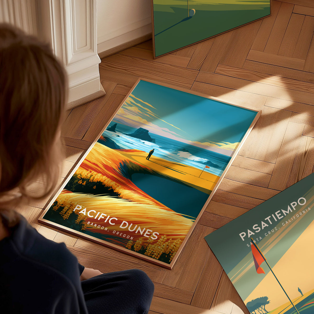 Pacific Dunes, Bandon, Oregon Poster | Links Poster Golfer Gift Wall Art — styled in a modern interior
