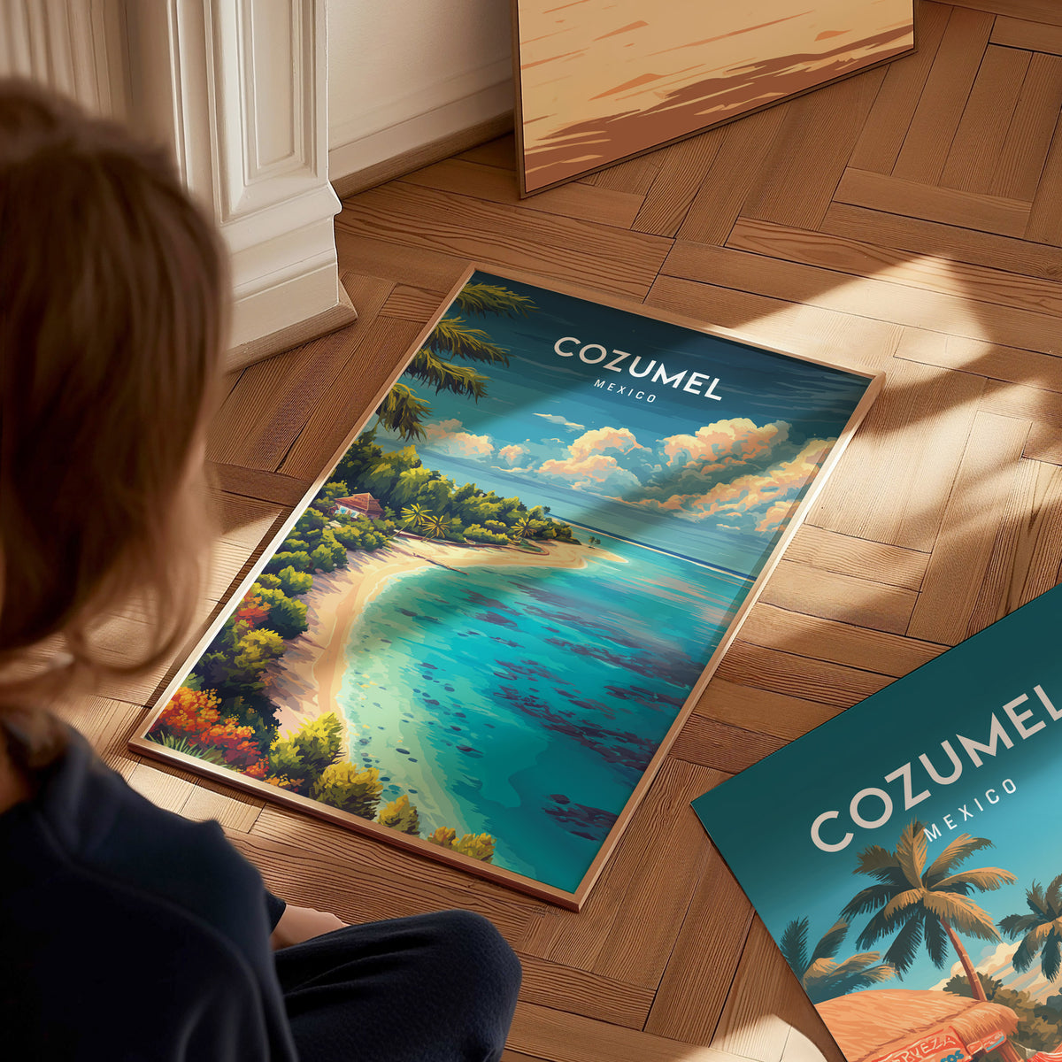 Cozumel, Mexico Poster | Caribbean Island Travel Gift Wall Art — styled in a modern interior