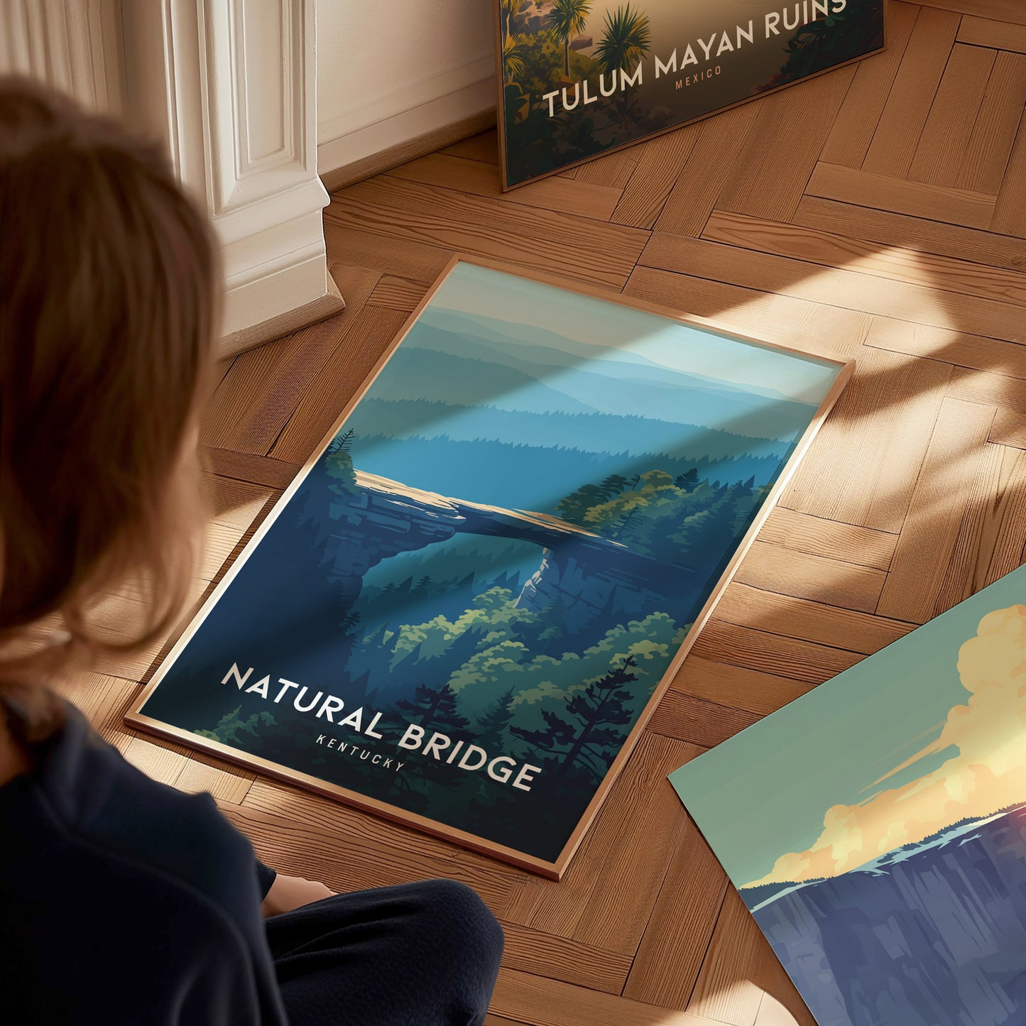 Natural Bridge, Kentucky Poster | Ancient Stone Arch Forest Wall Art — styled in a modern interior