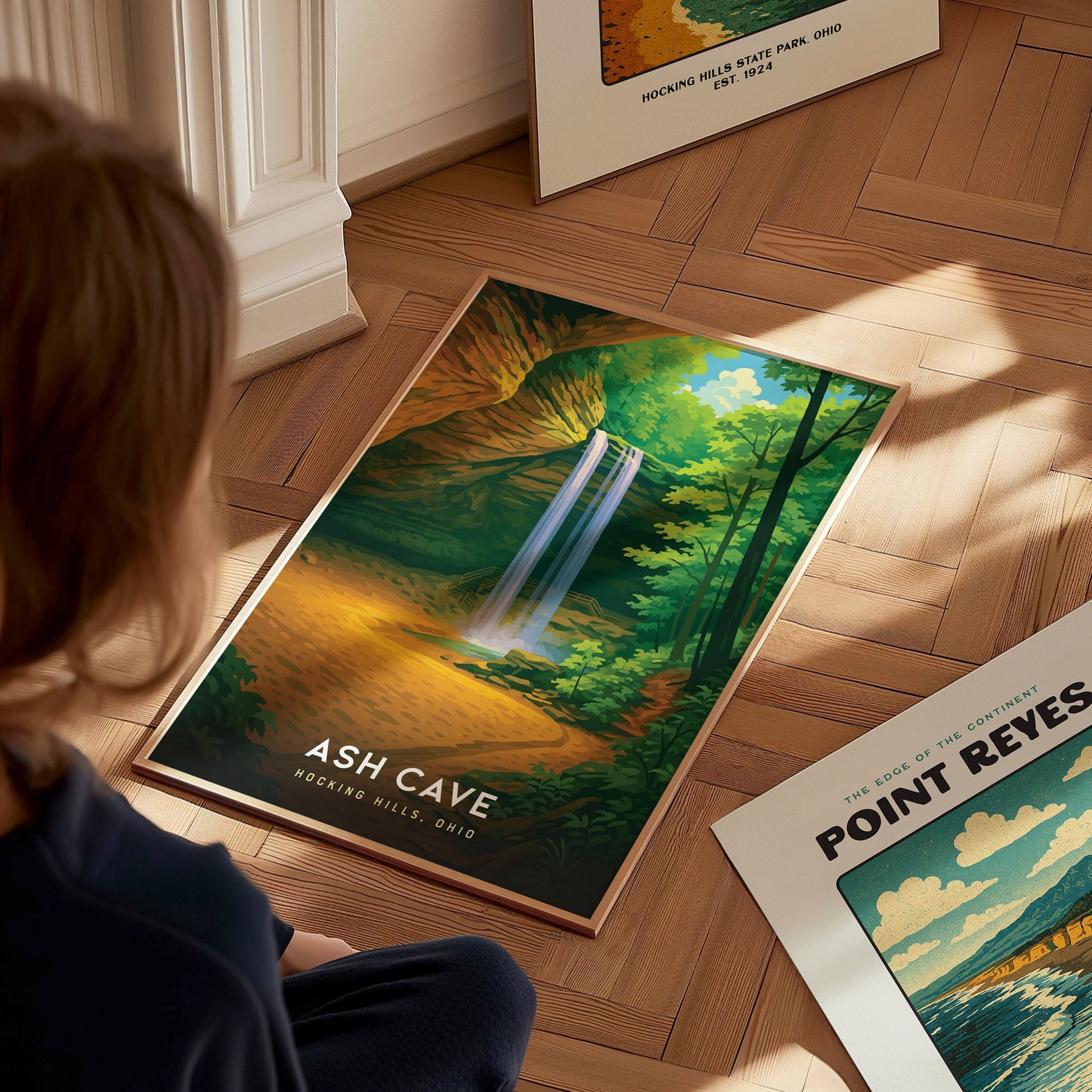 Ash Cave Hocking Hills Poster | Ohio Waterfall Nature Trail Wall Art