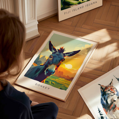 Donkey, Equus asinus Poster | Gentle Farm Wildlife Wall Art — styled in a modern interior