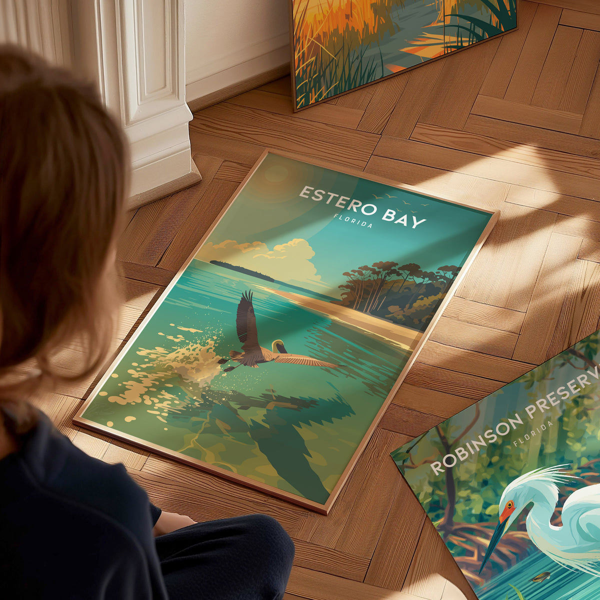 Estero Bay, Florida Poster | Mangroves & Gulf Coast Art Wall Art — styled in a modern interior