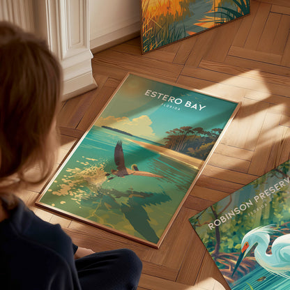 Estero Bay, Florida Poster | Mangroves & Gulf Coast Art Wall Art — styled in a modern interior