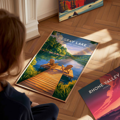 DeGray Lake, Arkadelphia, Arkansas Poster | Lakeside Serenity Travel Wall Art — styled in a modern interior