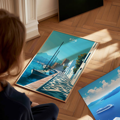 Kos Greece Poster | Aegean Island Harbor Wall Art