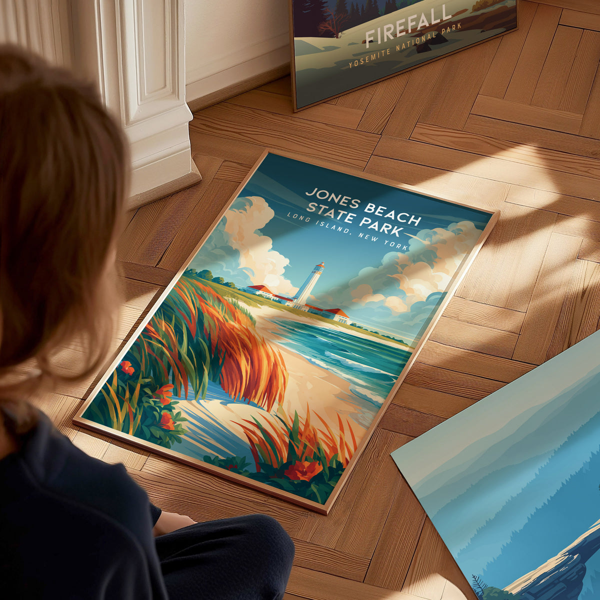 Jones Beach State Park, Long Island, New York Poster | Sun-Drenched Shoreline Destination Print Wall Art — styled in a modern