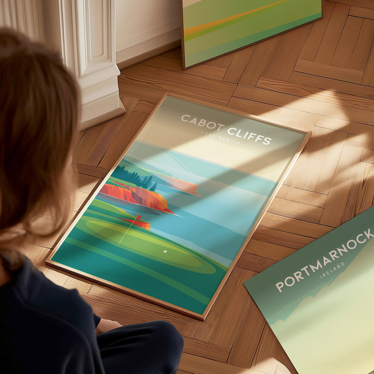 Cabot Cliffs, Nova Scotia Poster | Dramatic Links Golf Course Print Wall Art — styled in a modern interior