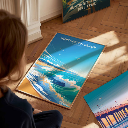 Huntington Beach Poster | California Coastline Wall Art