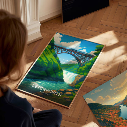 Letchworth State Park Poster | New York Travel Print Wall Art | Framed or Unframed