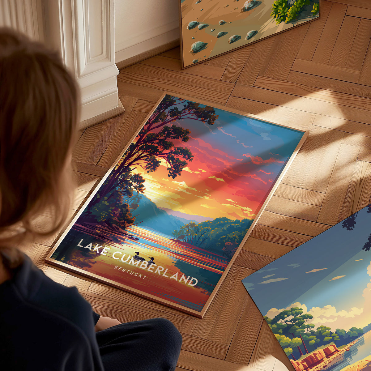 Lake Cumberland, Kentucky Poster | Lakeside Vacation Wall Art — styled in a modern interior
