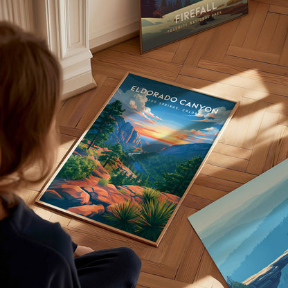 Eldorado Canyon, Eldorado Springs, Colorado Poster | Rocky Mountain Adventure Framed or Unframed Wall Art — styled in a moder