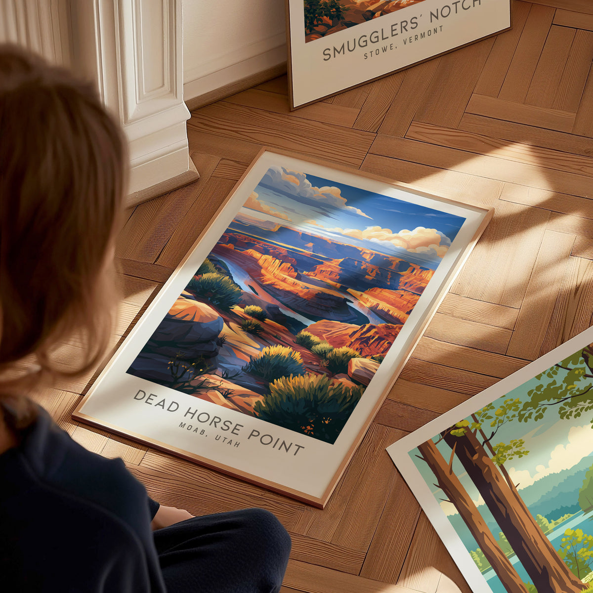 Dead Horse Point Matte Border Poster | Moab, Utah Desert Canyon Travel Gift — styled in a modern interior