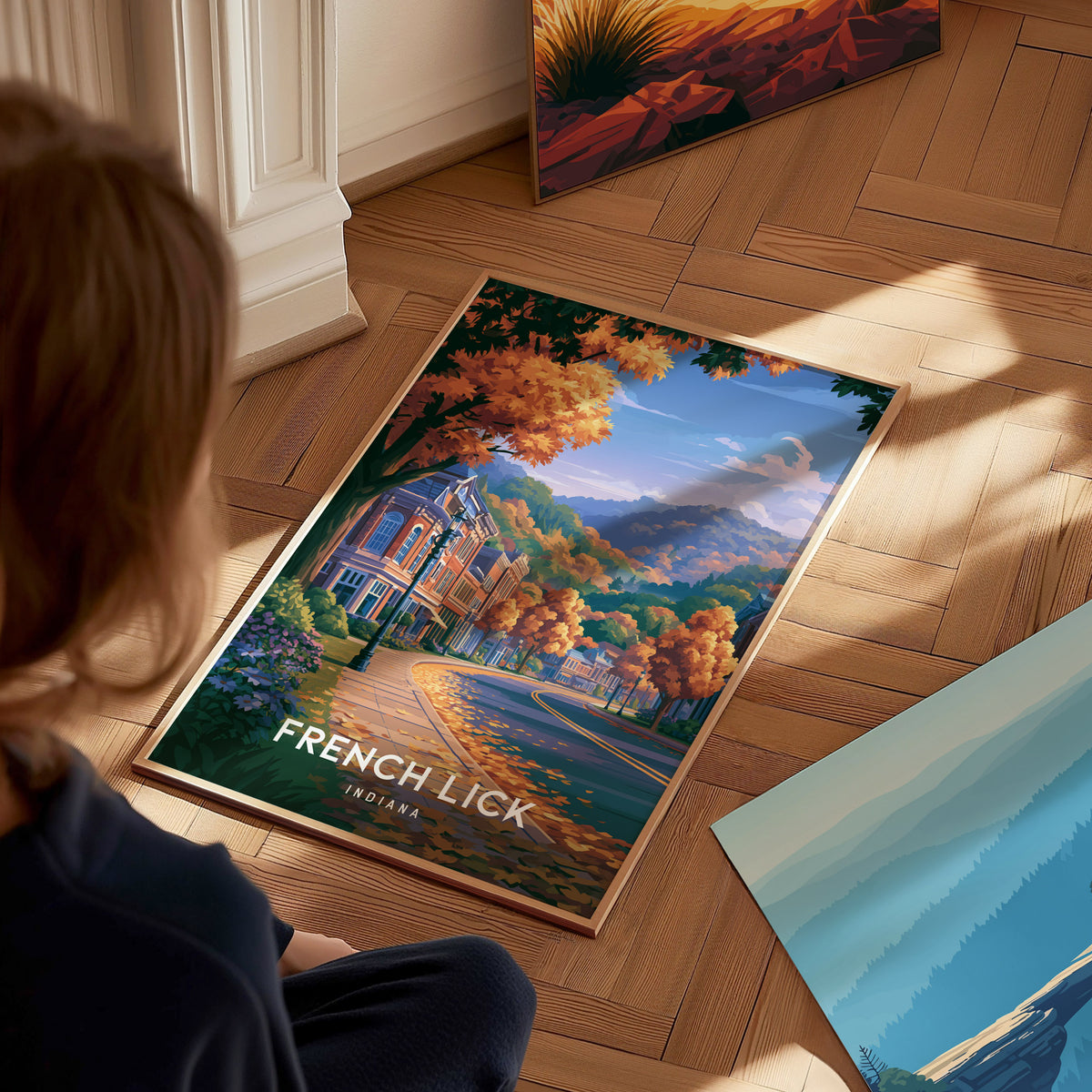 French Lick, Indiana Poster | Historic Springs Resort Town Wall Art — styled in a modern interior