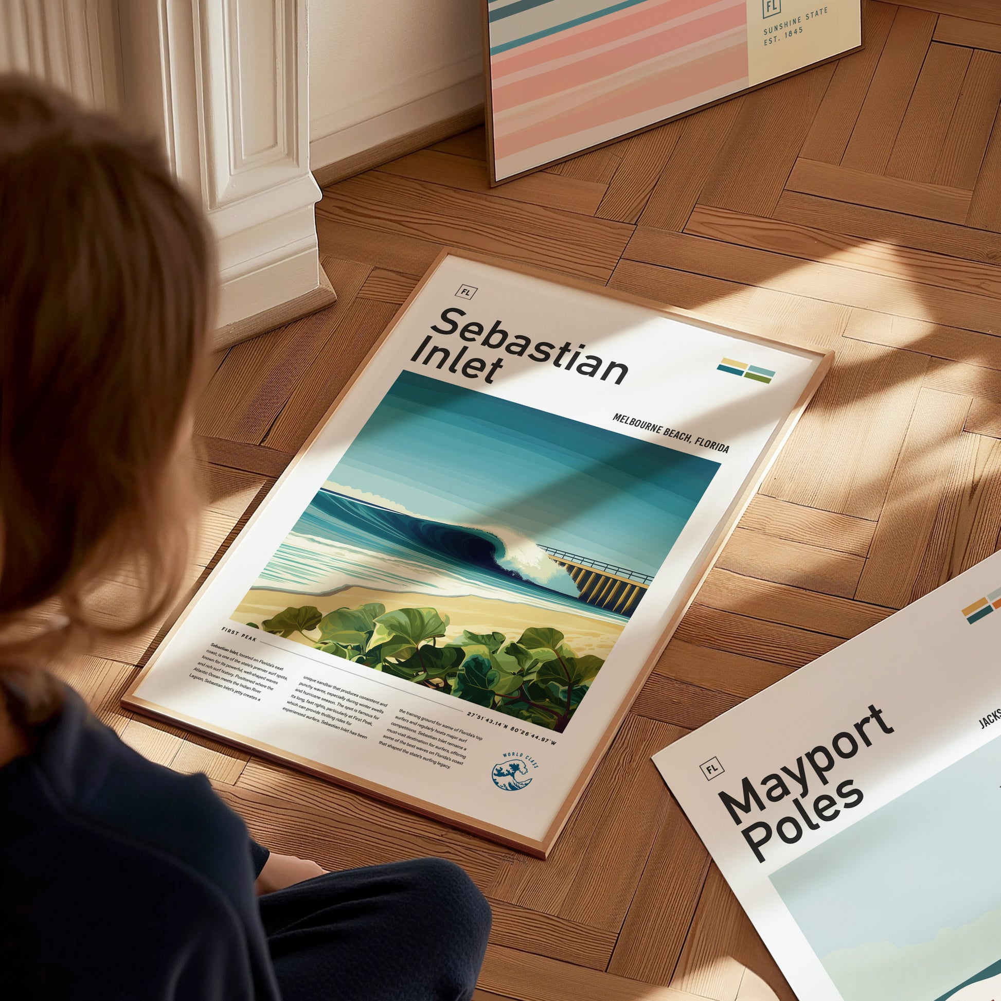 Sebastian Inlet Poster | Florida Surf Spot Art | Melbourne Beach Print