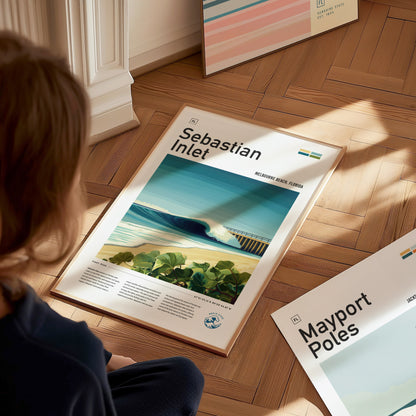 Sebastian Inlet Poster | Florida Surf Spot Art | Melbourne Beach Print