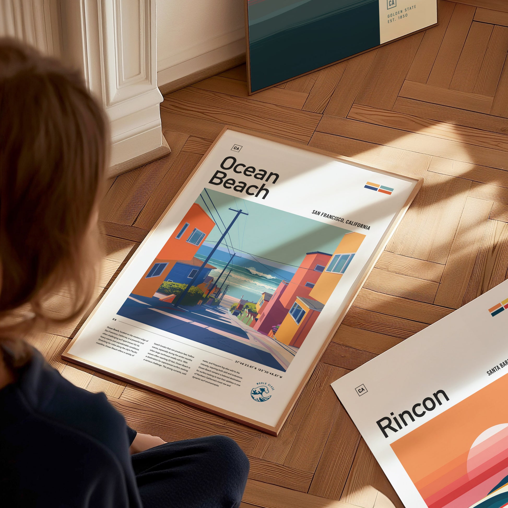 Ocean Beach San Francisco Surf Poster | California Surfer Wall Art Print