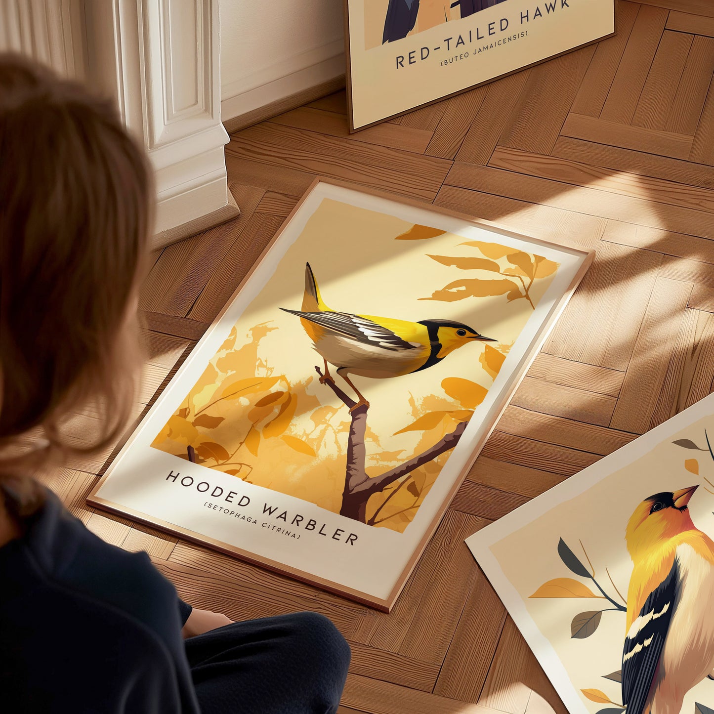 Hooded Warbler Poster | Modern Bird Wall Art Decor