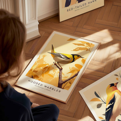 Hooded Warbler Poster | Modern Bird Wall Art Decor