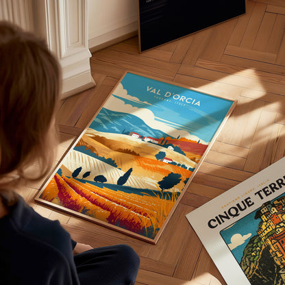 Val d'Orcia Poster | Tuscany Italy Art | Kitchen Wall Decor