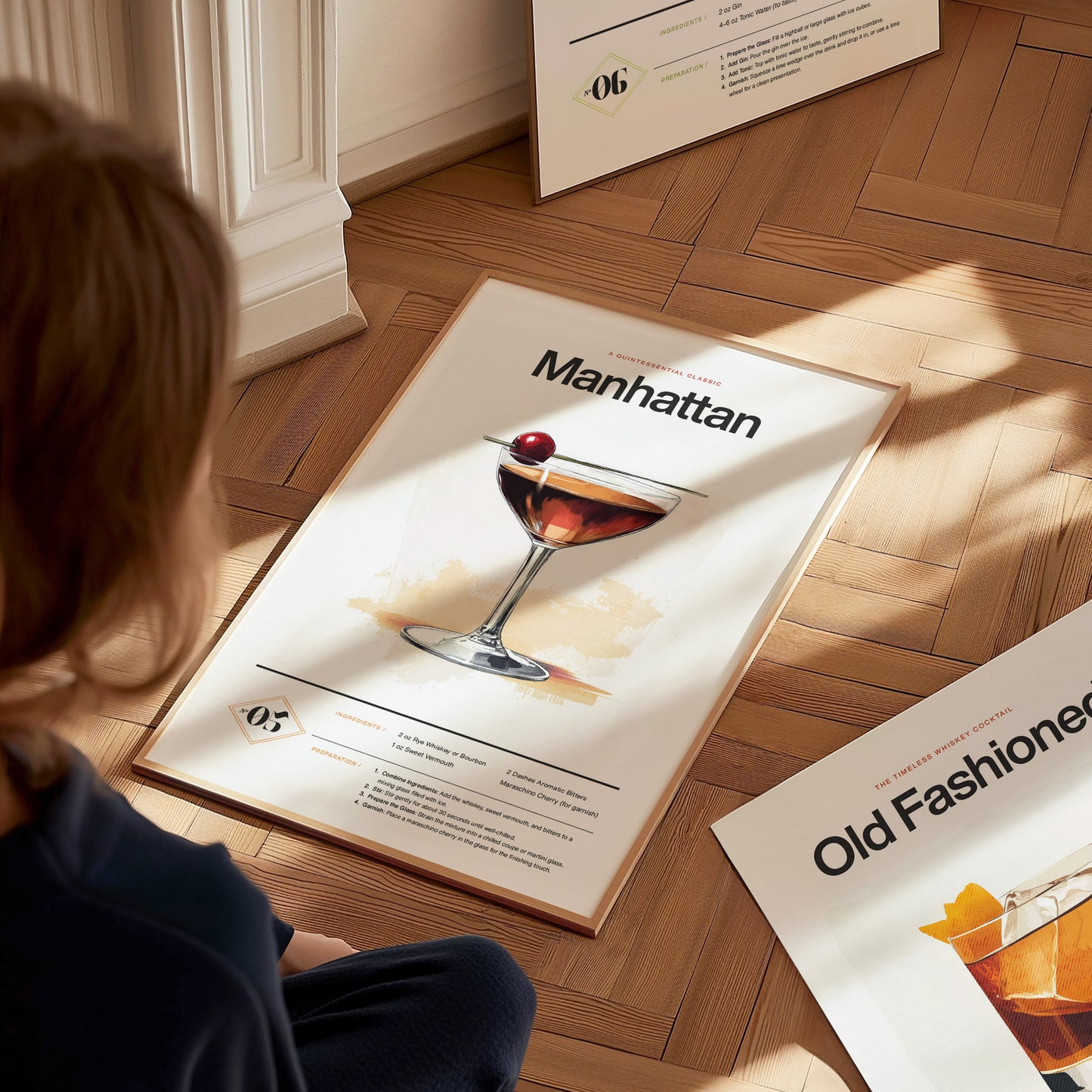 Manhattan Cocktail Poster | Classic Whiskey Kitchen or Bar Art