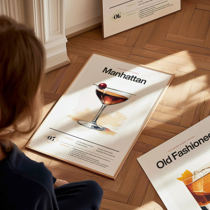Manhattan Cocktail Poster | Classic Whiskey Kitchen or Bar Art