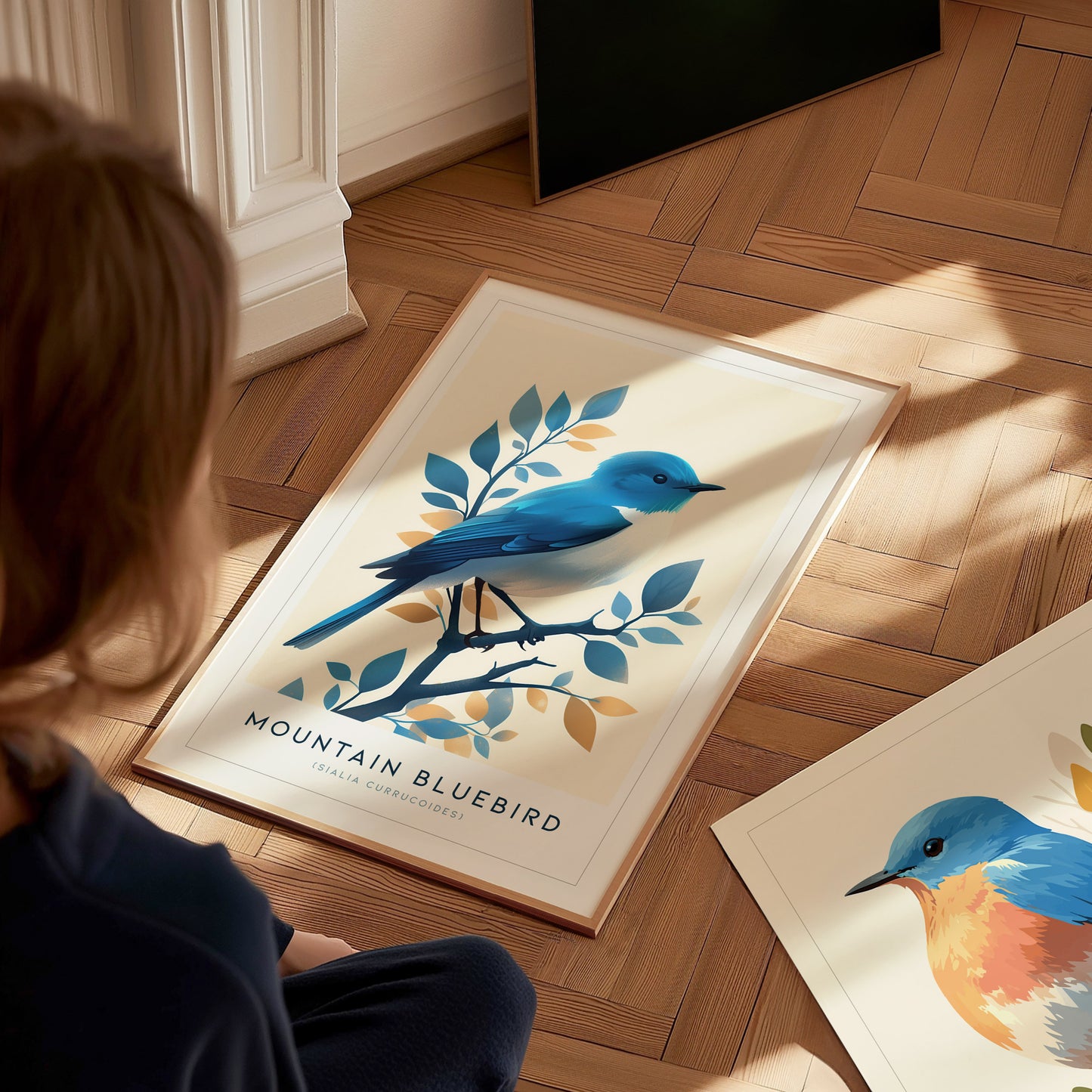 Mountain Bluebird Poster | Vintage Bird Wall Art Print