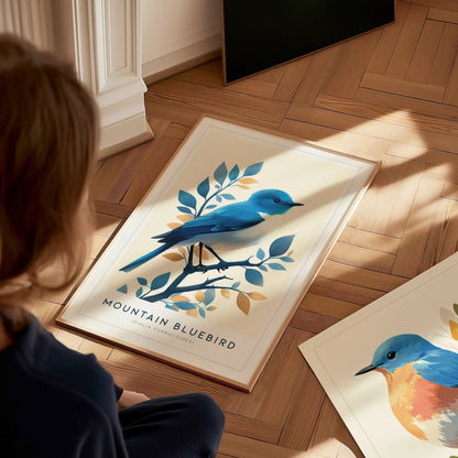 Mountain Bluebird Poster | Vintage Bird Wall Art Print