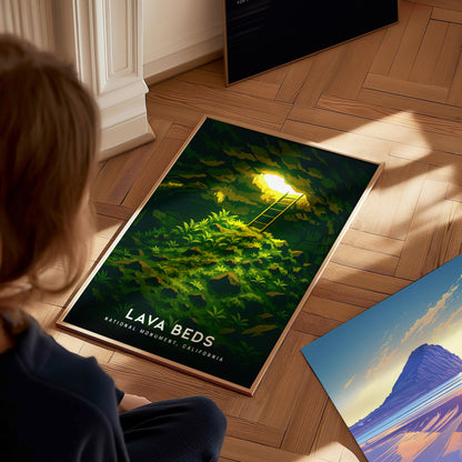 Lava Beds National Monument Poster | California Lava Tube Cave Wall Art