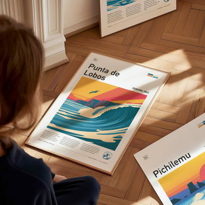 Punta de Lobos, Chile Poster | Dramatic Cliffs & Surf Wall Art — styled in a modern interior