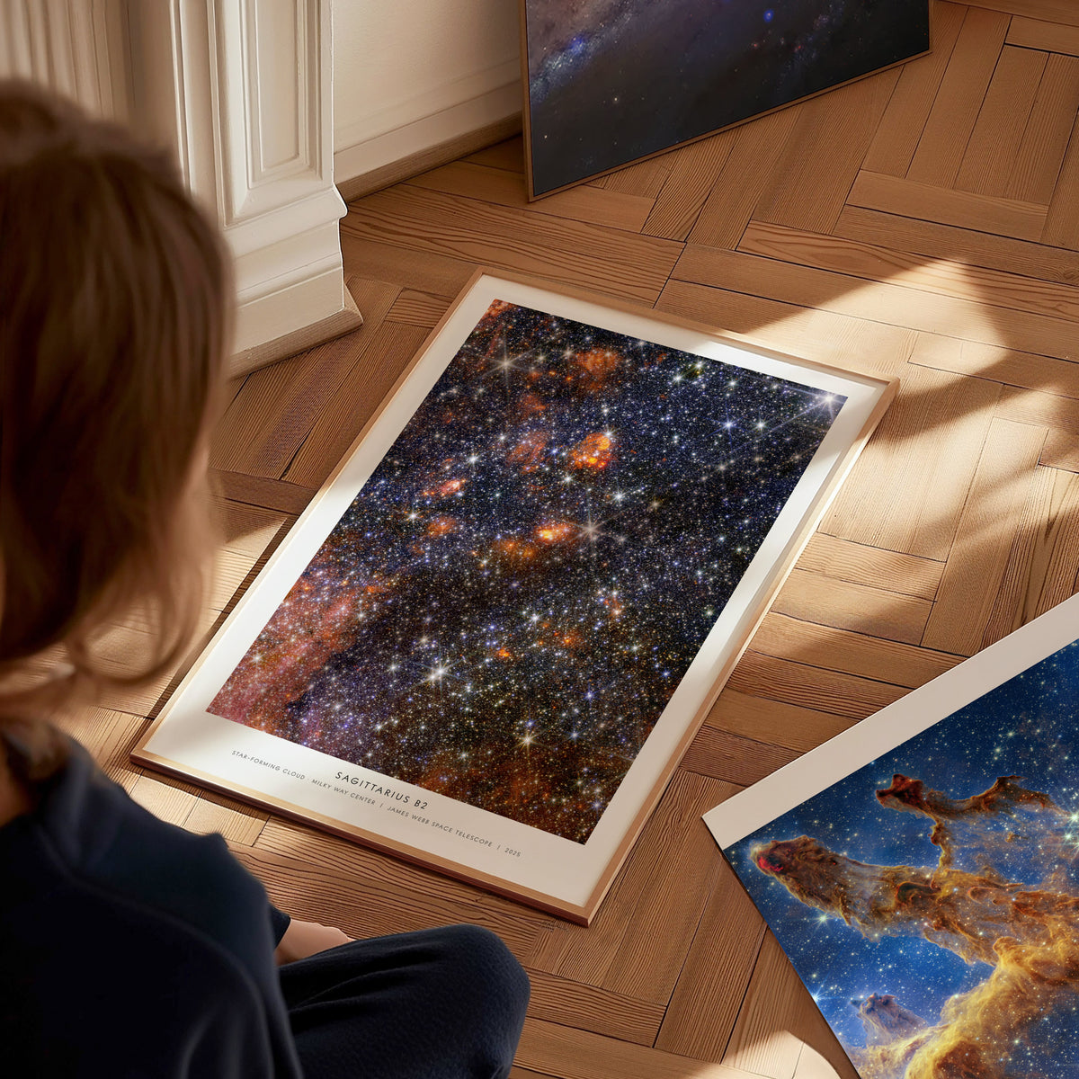 Sagittarius B2 Poster | NASA Star-forming Cloud · Milky Way Center Space Photography Wall Art — styled in a modern interior