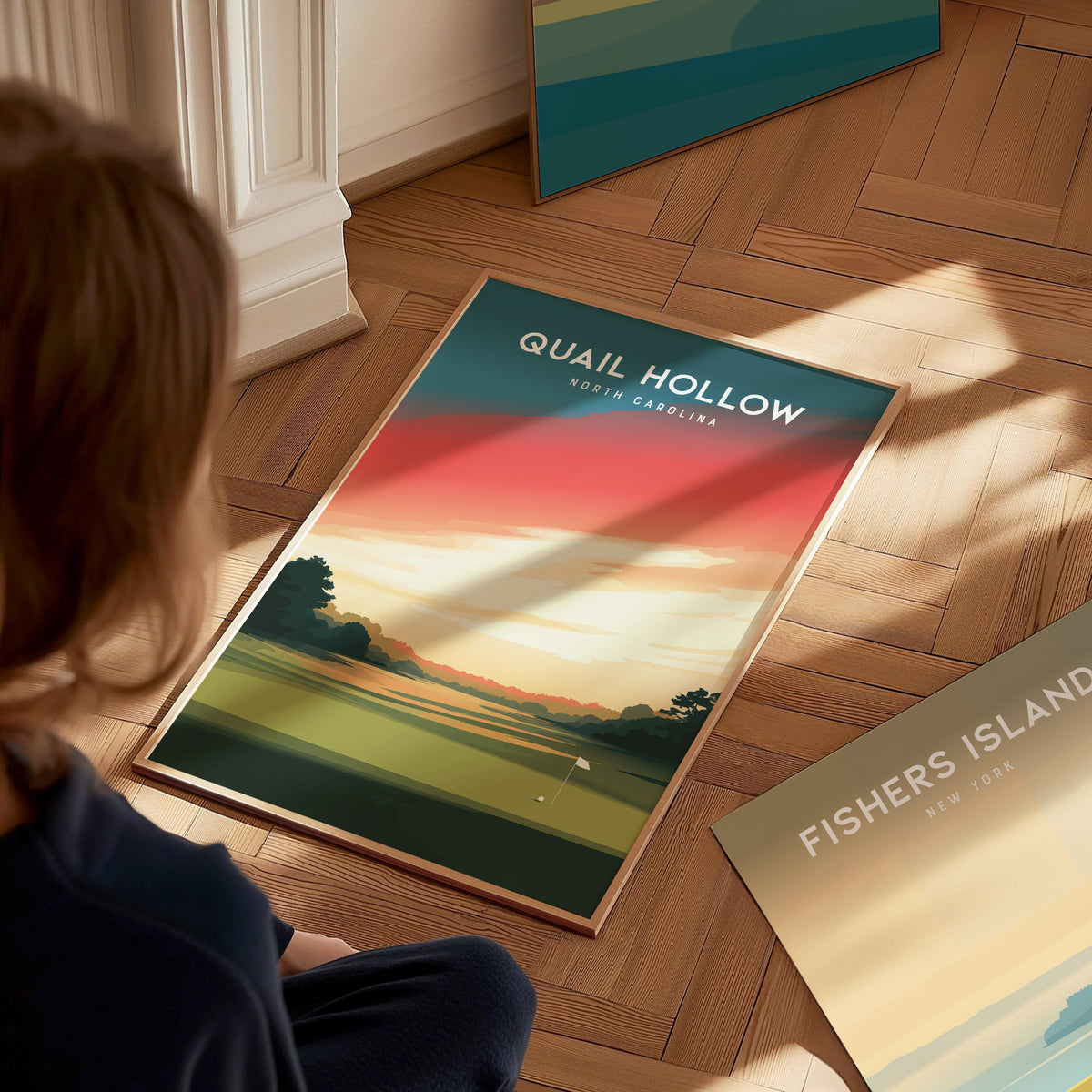 Quail Hollow, North Carolina Poster | Golf Wall Art & Golfer Gift — styled in a modern interior
