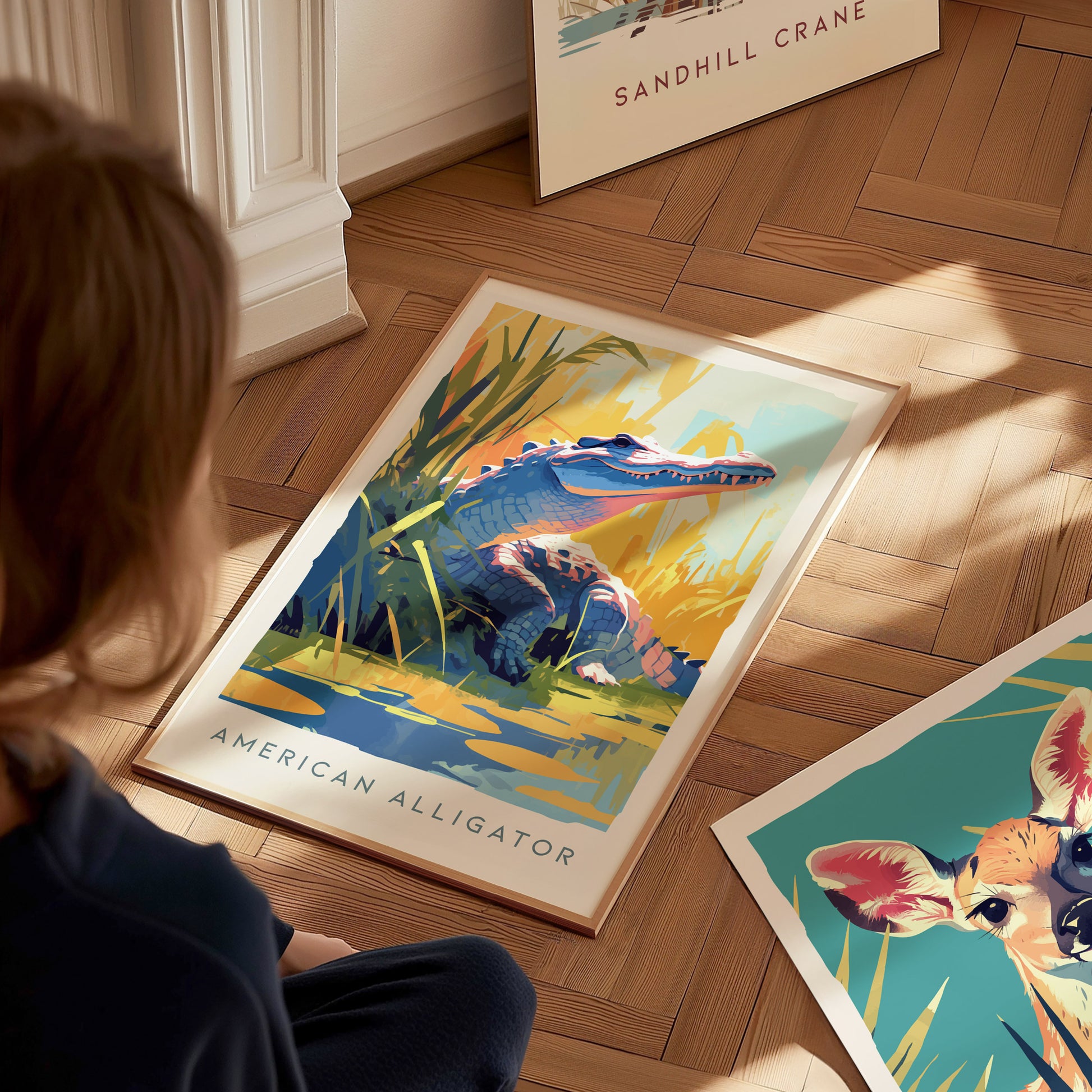 American Alligator Poster | Florida Wildlife Modern Art | Lake House Decor | Framed or Unframed