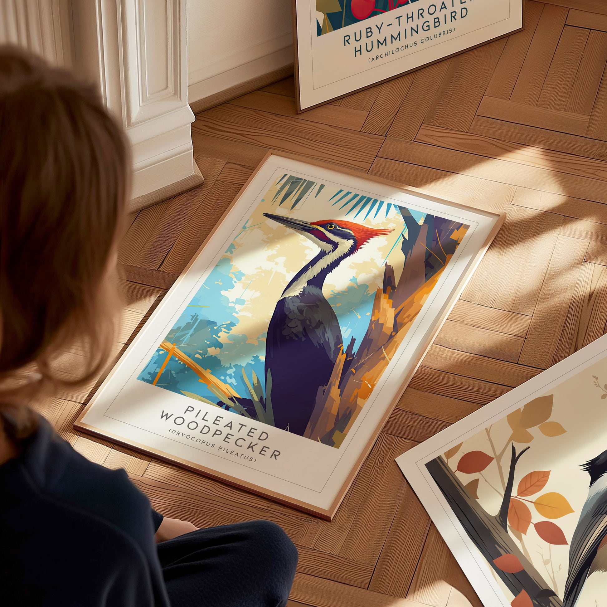 Pileated Woodpecker Poster | Modern Bird Wall Art Print