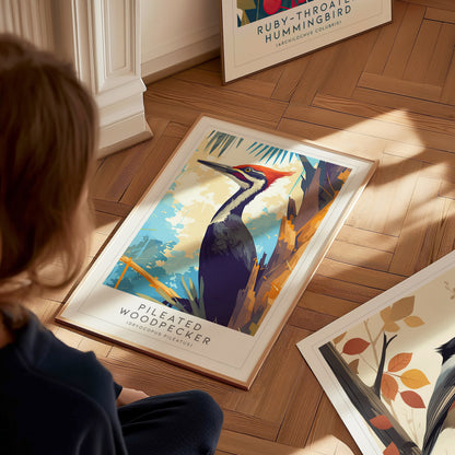 Pileated Woodpecker Poster | Modern Bird Wall Art Print