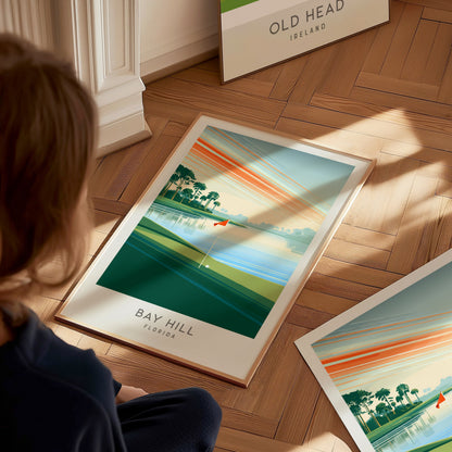 Bay Hill Matte Border Poster | Florida Travel Wall Art — styled in a modern interior