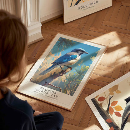 Florida Scrub Jay Poster | Audubon Bird Print Wall Art | Framed or Unframed
