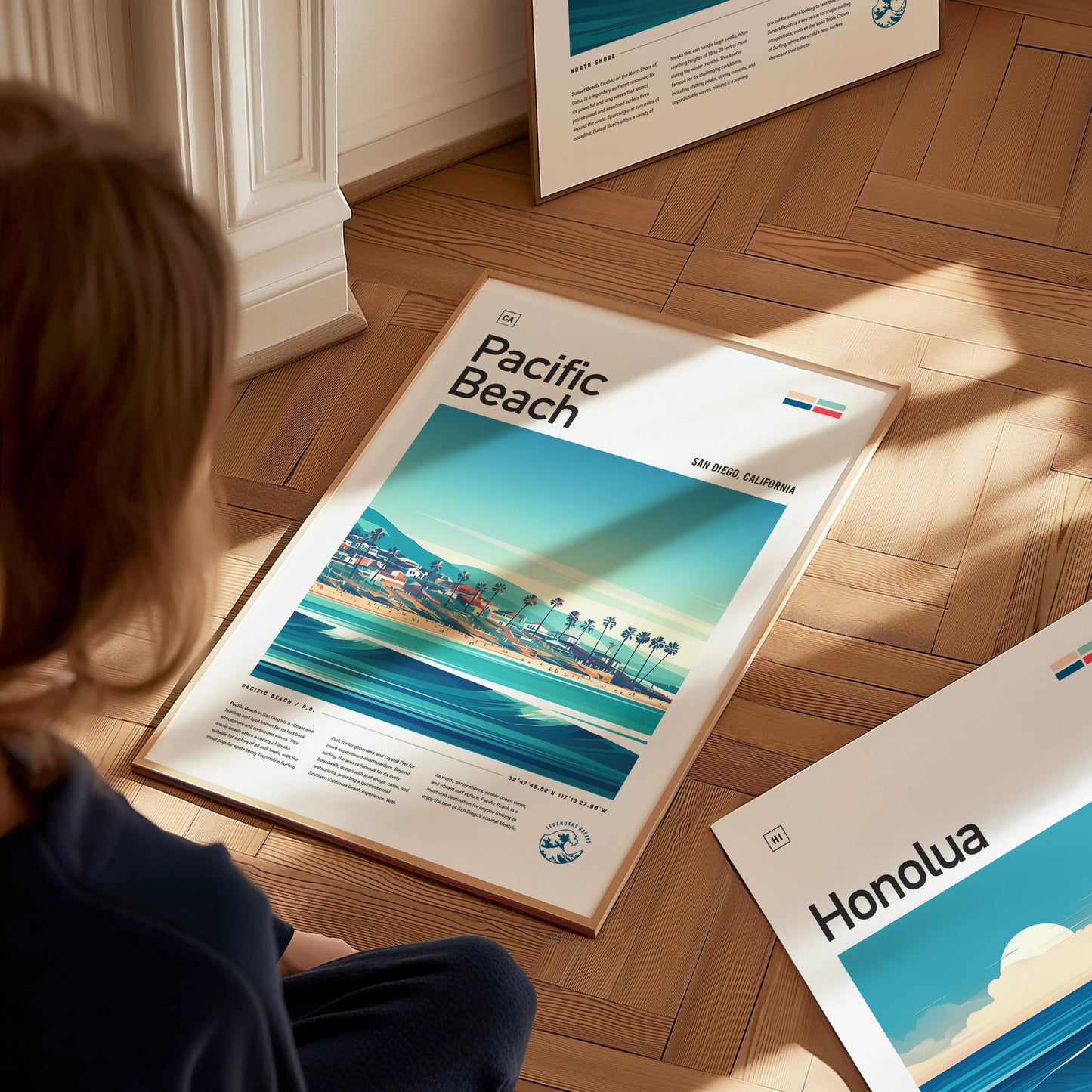 Pacific Beach California Surf Poster | Crystal Pier Surfer Art Print