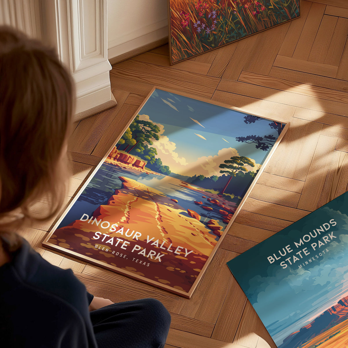 Dinosaur Valley State Park, Glen Rose, Texas Poster | Ancient Riverbed Adventure Wall Art — styled in a modern interior