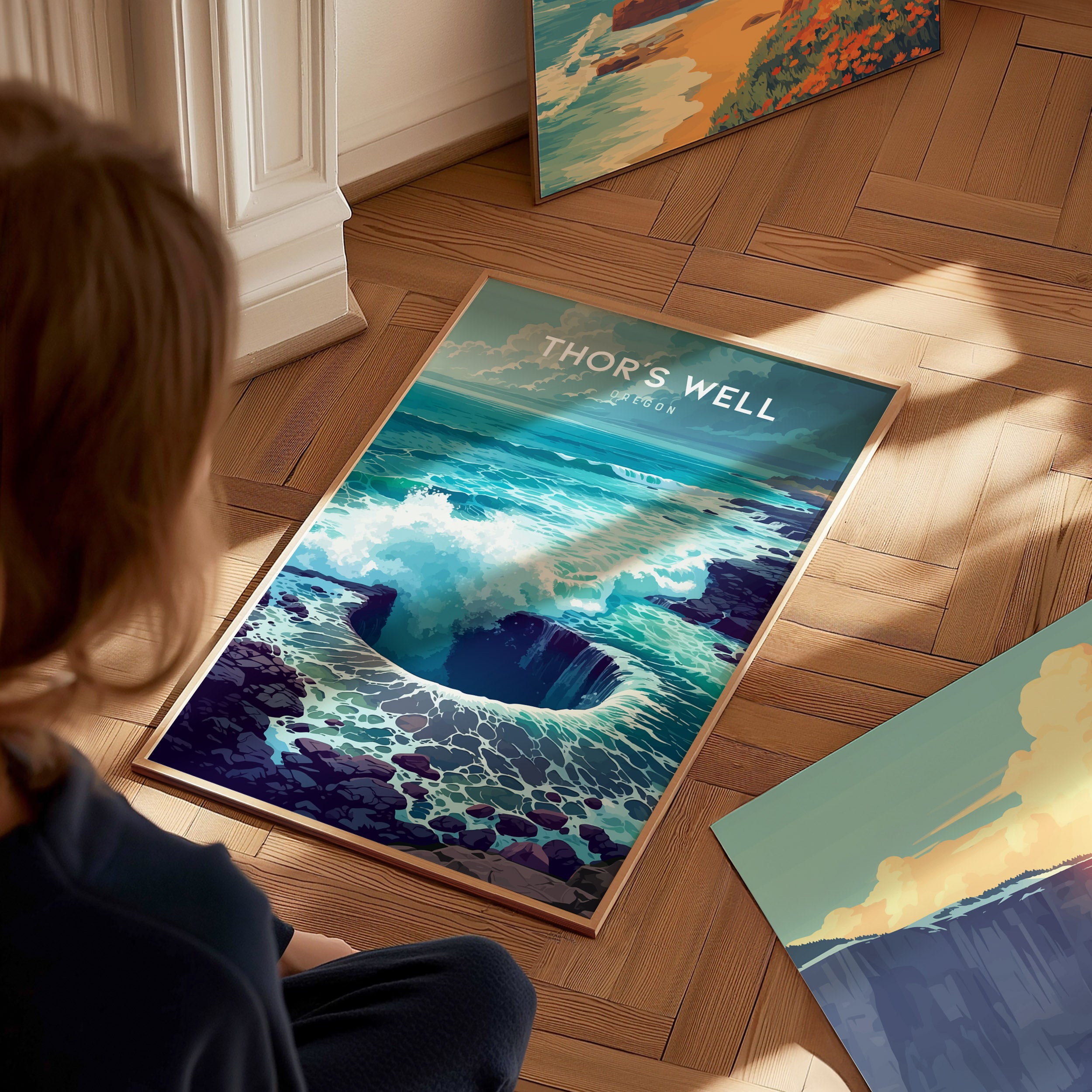 Thors Well, Oregon Poster | Dramatic Ocean Chasm Coastal Wall Art