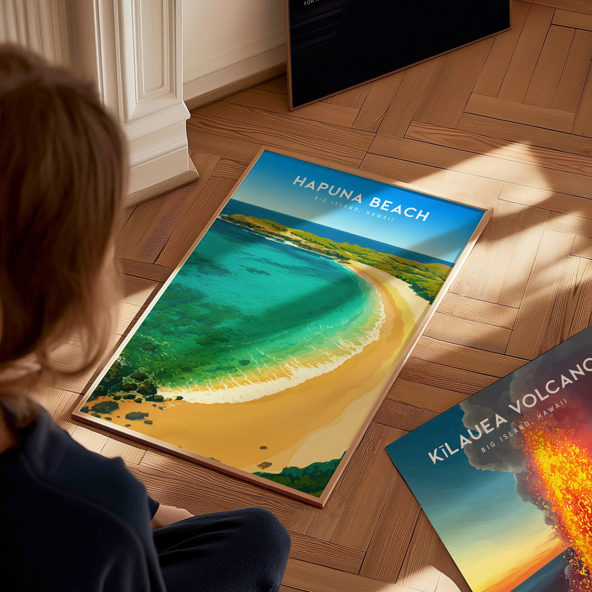 Hapuna Beach Poster | Big Island Hawaii Tropical Wall Art | Swell