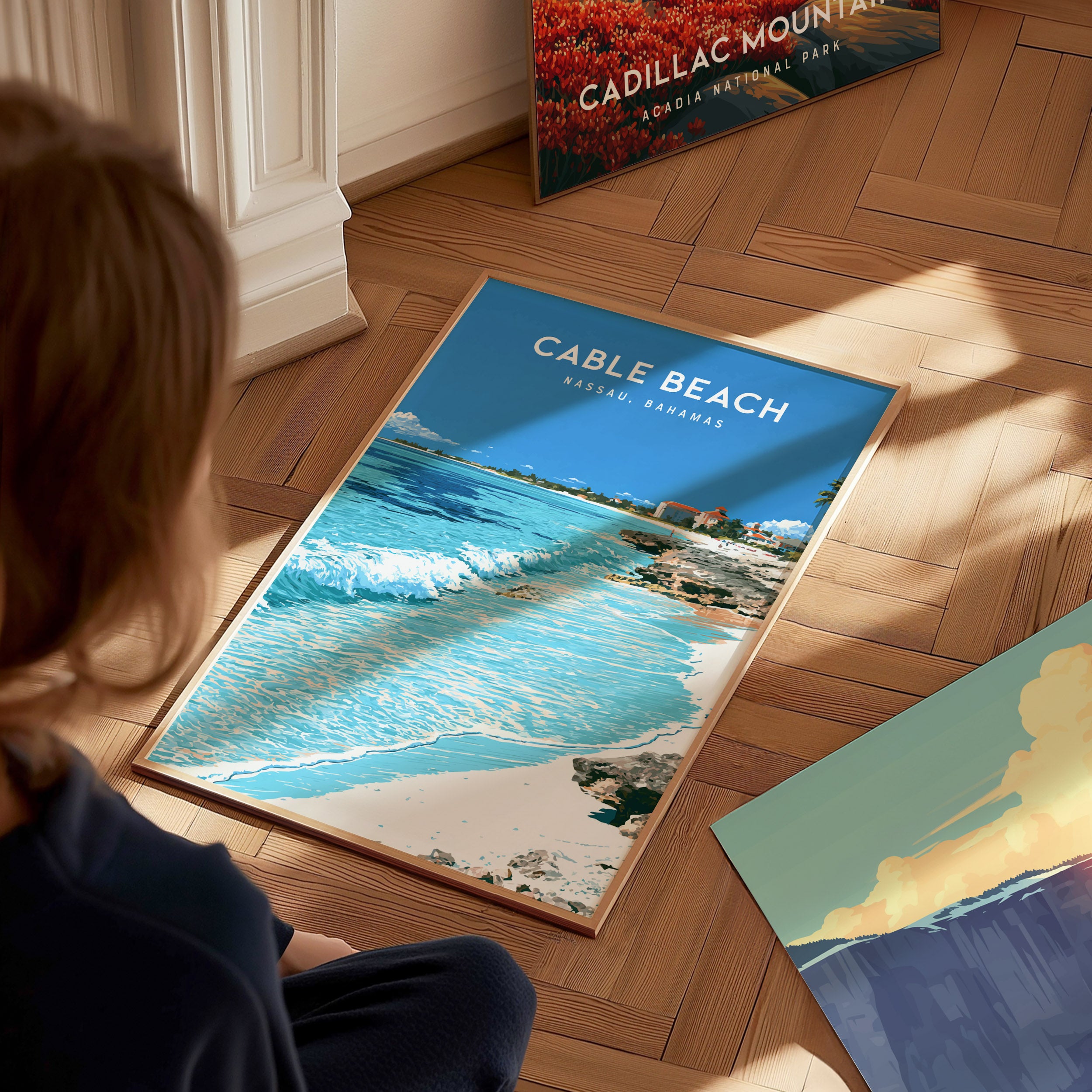Cable Beach, Nassau Poster | Turquoise Tropics & Palms Island Wall