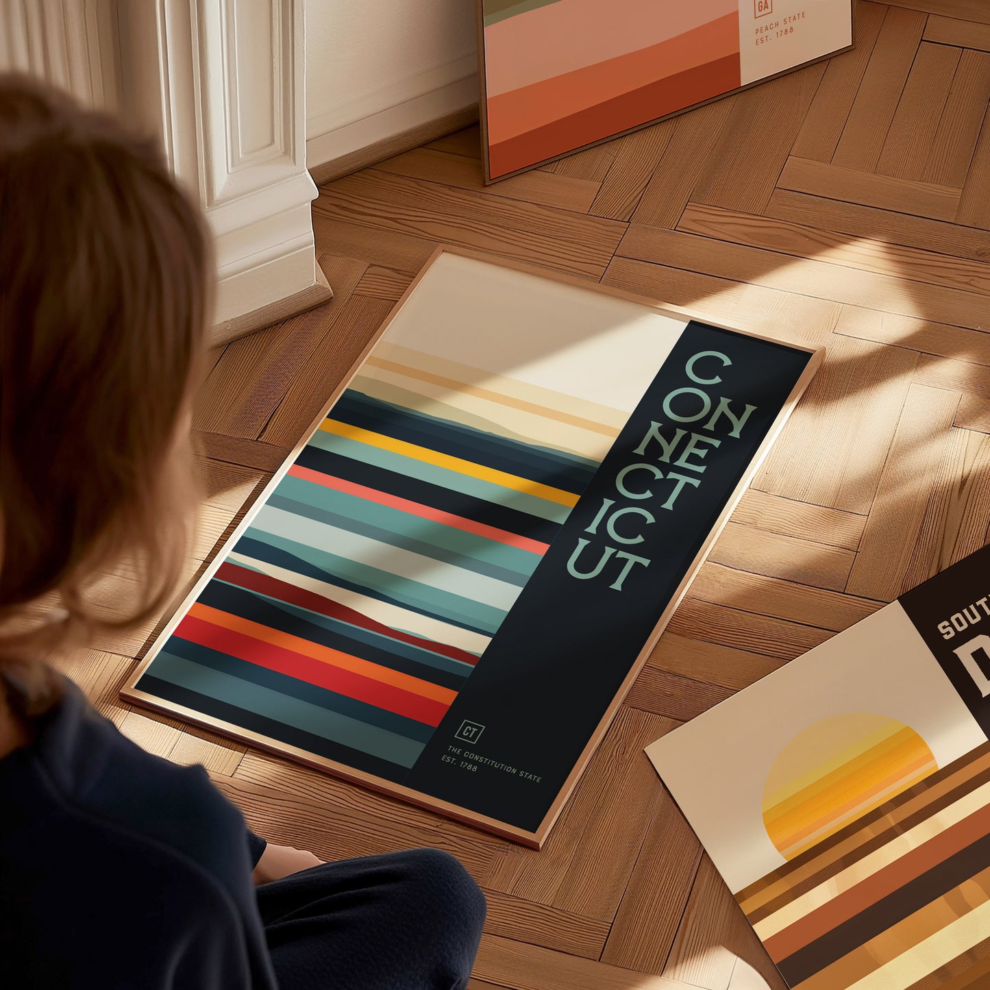 Connecticut Minimalist Design Poster | Abstract US State Wall Art | Framed or Unframed