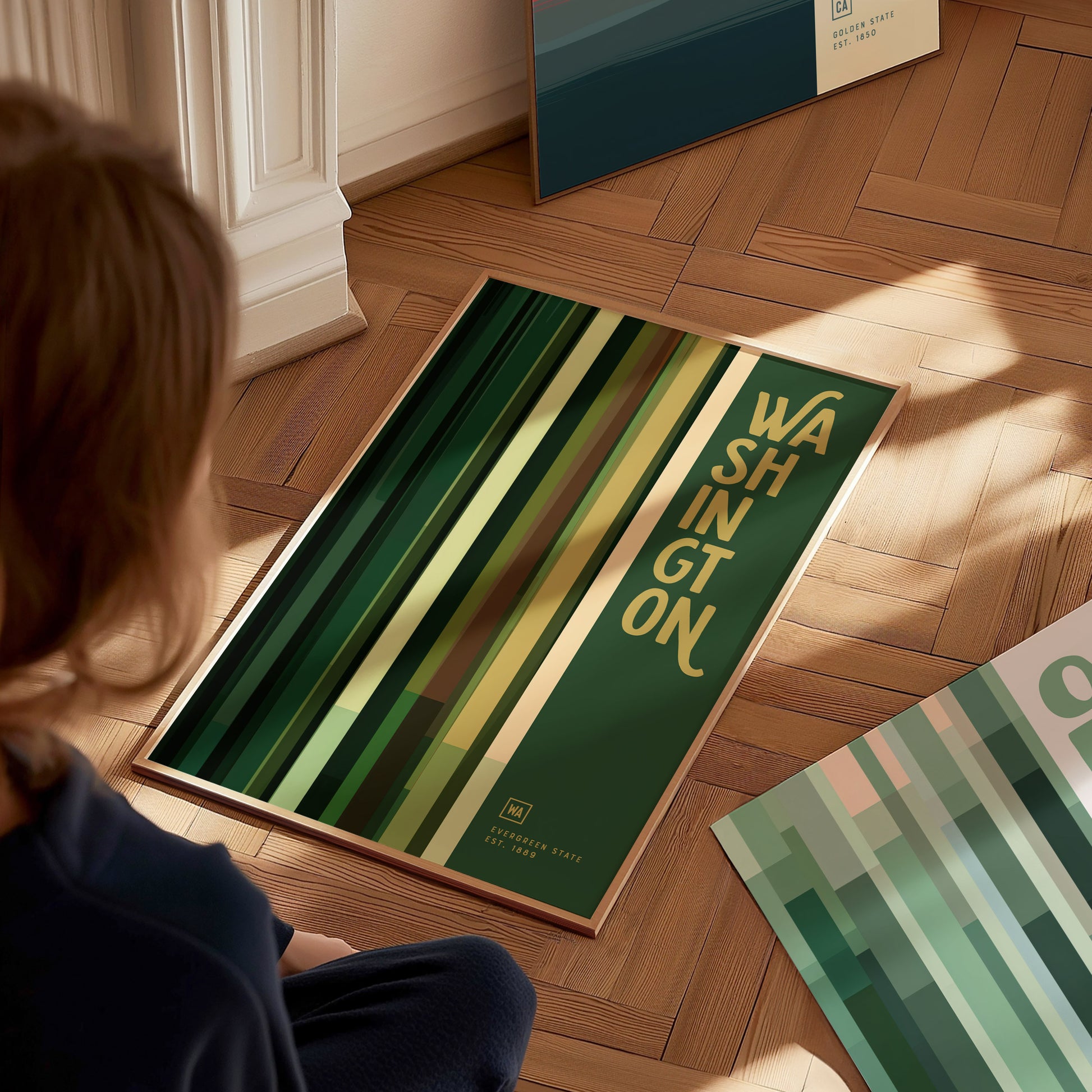 Washington Poster | Evergreen State Minimalist Forest Abstract Art WA