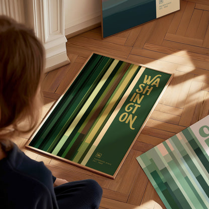 Washington Poster | Evergreen State Minimalist Forest Abstract Art WA