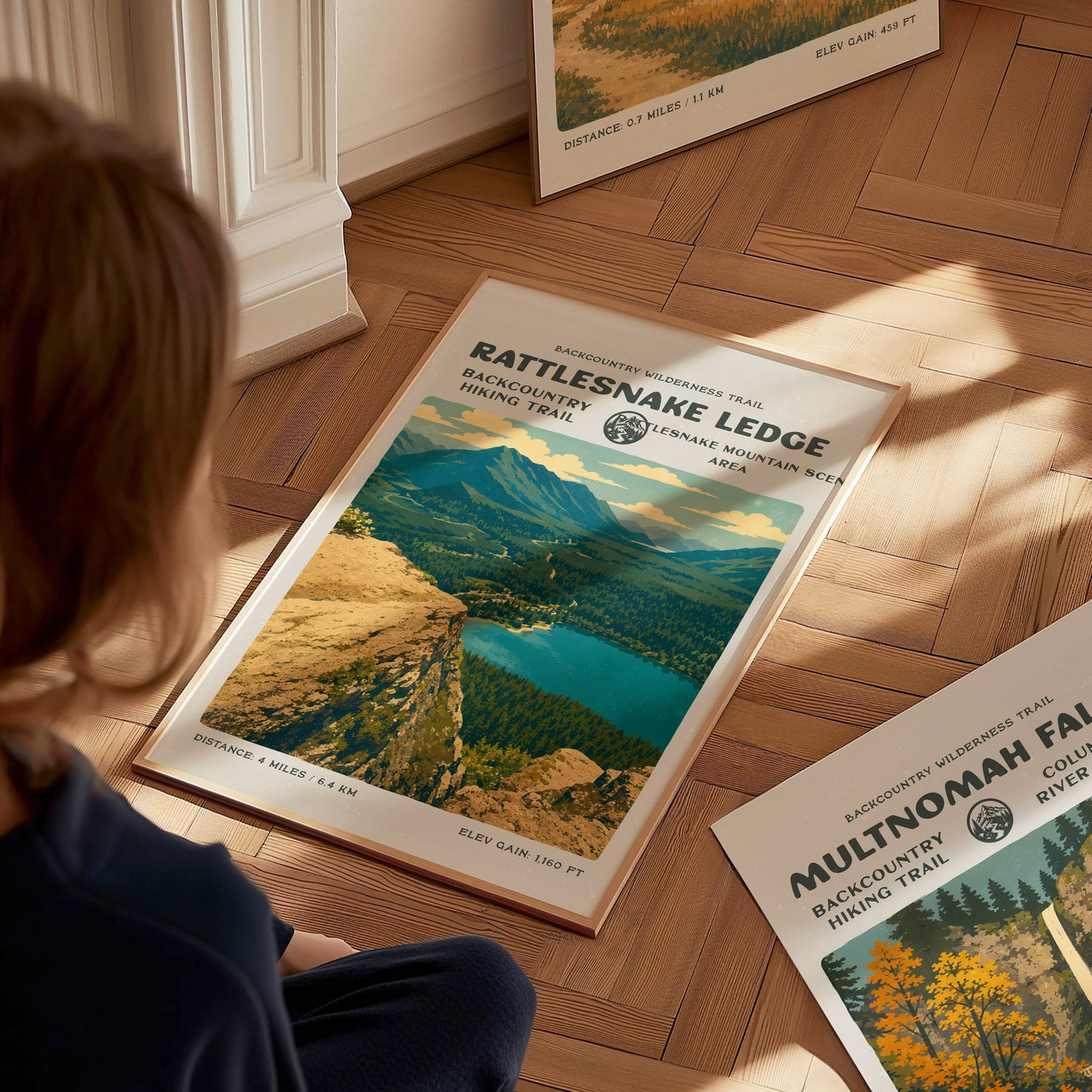 Rattlesnake Ledge, North Bend Poster | Hiker Gift | Bold Summit Views Wall Art — styled in a modern interior