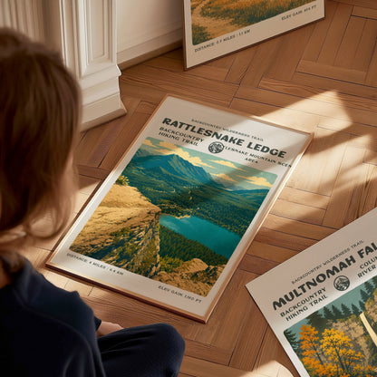 Rattlesnake Ledge, North Bend Poster | Hiker Gift | Bold Summit Views Wall Art — styled in a modern interior