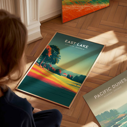 East Lake Golf Club, Atlanta, Georgia Poster | Iconic Fairways & Clubhouse Wall Art — styled in a modern interior