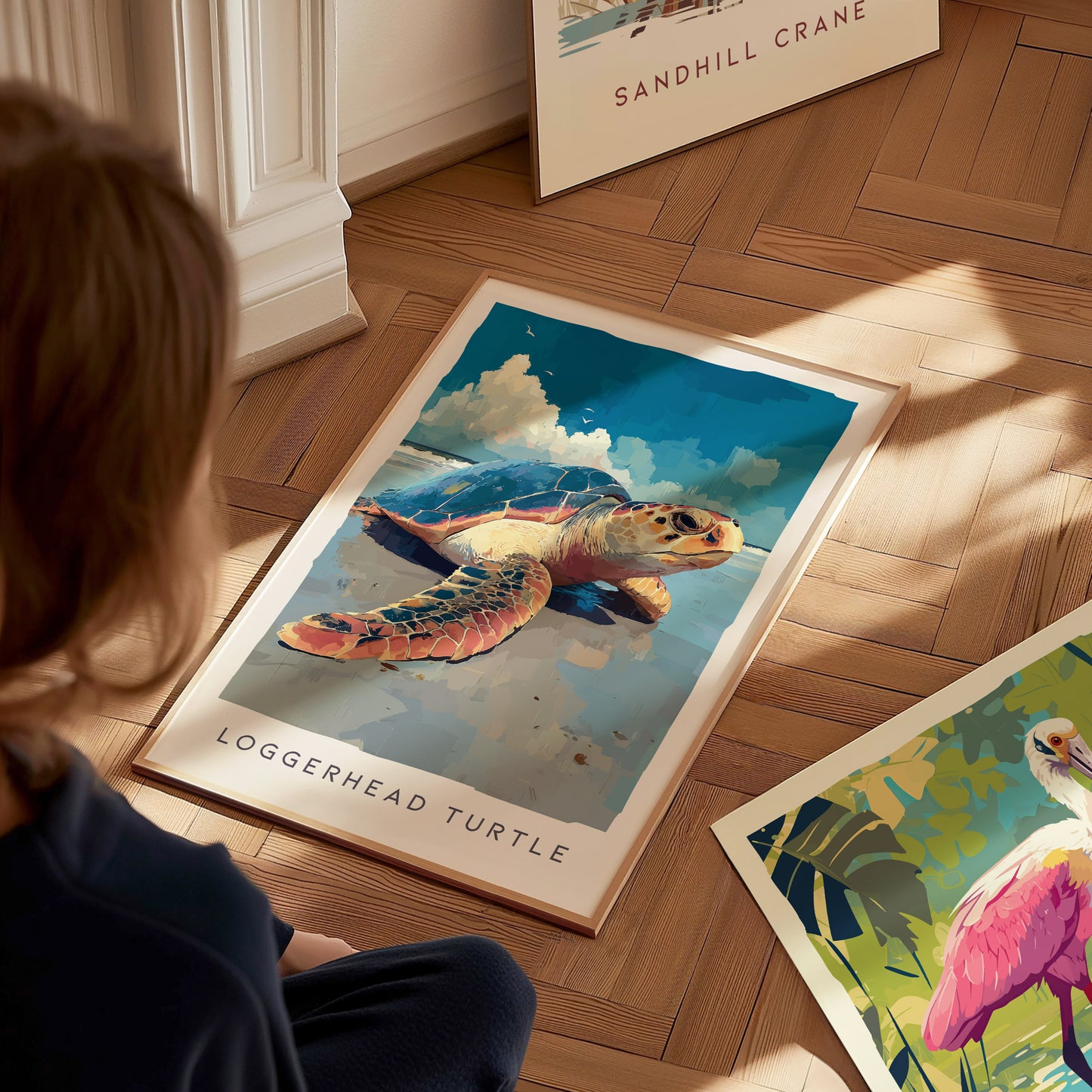 Loggerhead Sea Turtle Poster | Ocean Wildlife Coastal Wall Art