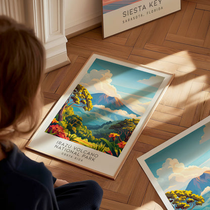 Irazú Volcano National Park Matte Border Poster | Costa Rica Travel Wall Art — styled in a modern interior