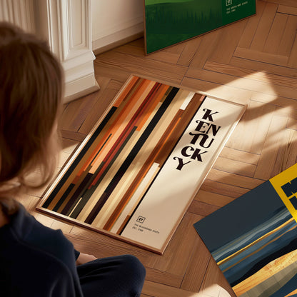 Kentucky The Bluegrass State Poster Abstract Bourbon Wall Art